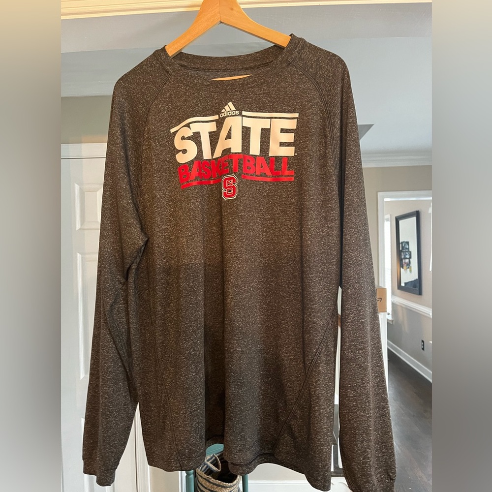 Mens Adidas Clima Cool long sleeve NC State Wolfpack shirt